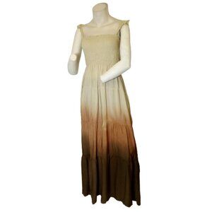 Women Tan/Brown Shirred Dress